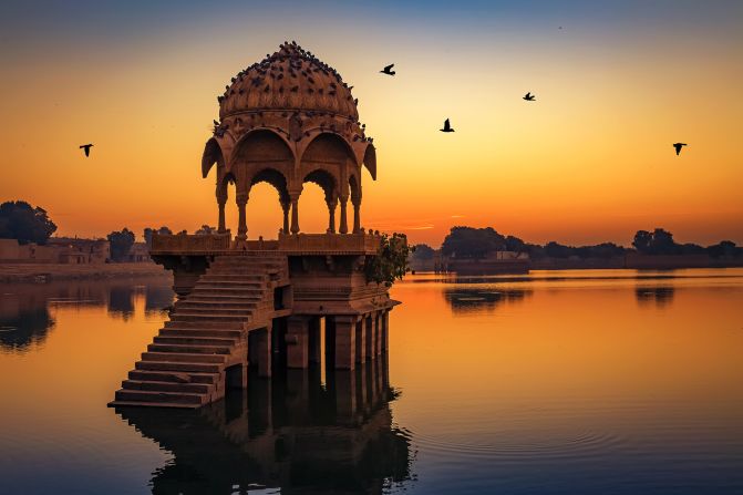 <strong>India: </strong>Gadisar Lake, pictured here at sunrise, is an artificial lake in Jaisalmer, Rajasthan. 