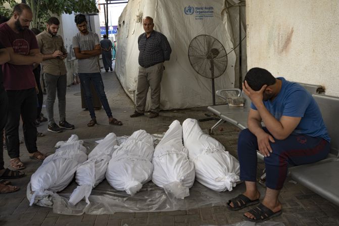 Palestinians mourn relatives killed in the Israeli airstrikes in Rafah on October 30.