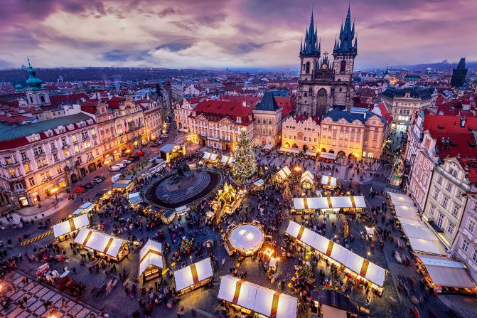 <strong>Old Town Square and Wenceslas Square Christmas markets, Prague, Czech Republic: </strong>The festive markets at the city's Old Town Square, pictured, and<strong> </strong>Wenceslas Square<strong> </strong>are the standout Christmas events in the Czech Republic capital.