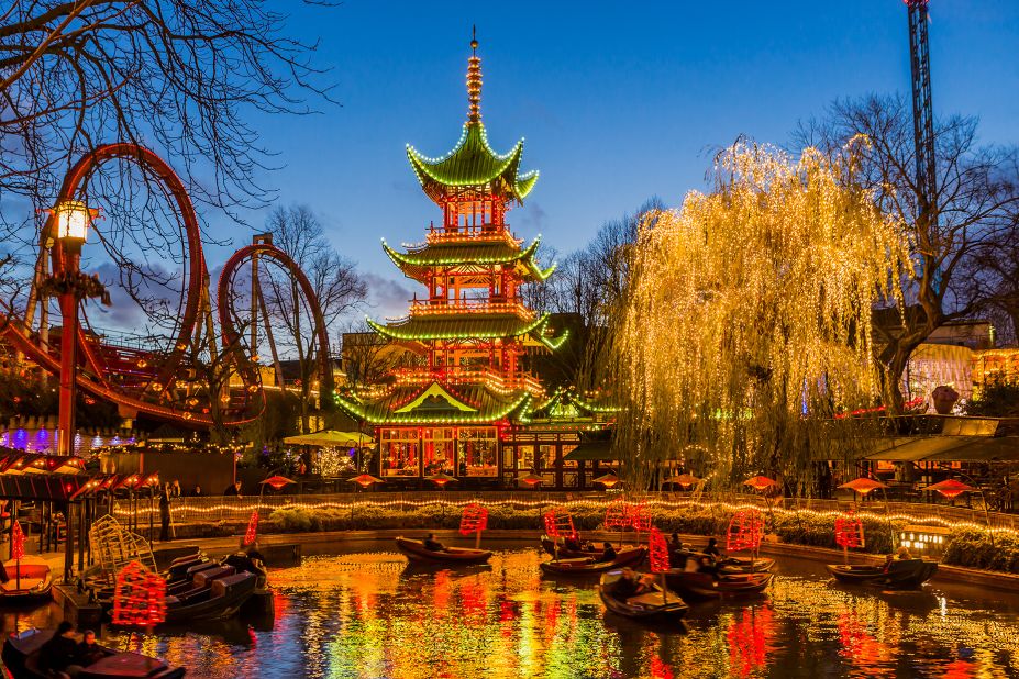 <strong>Christmas in Tivoli, Copenhagen, Denmark:</strong> This Danish amusement park and pleasure garden is a fantastic spot to visit year-round, but it becomes even more enchanting at Christmas.