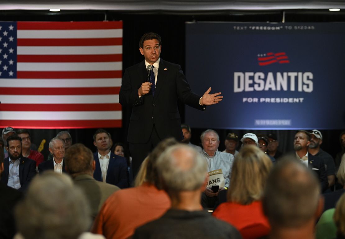 Republican presidential candidate Ron DeSantis holds a Veterans for DeSantis campaign event in Rock Hill SC, United States on October 19, 2023.