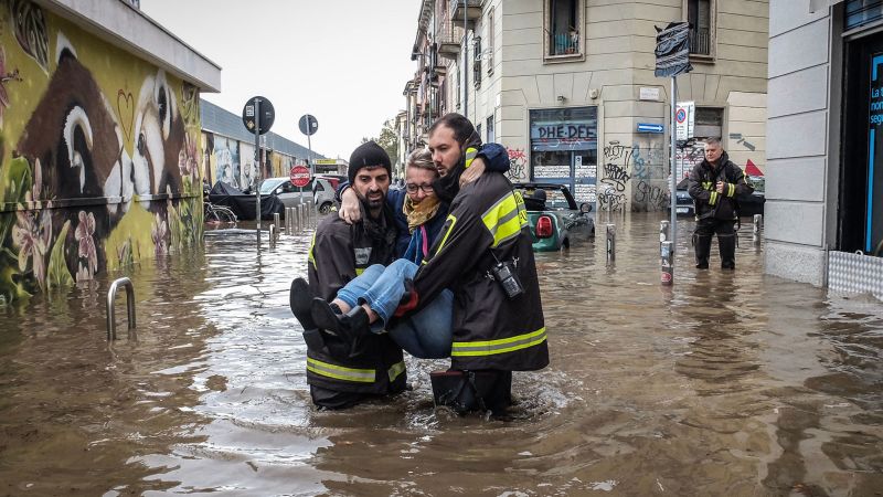 Italy floods: Lake Como bursts its banks as a violent storm hits the north