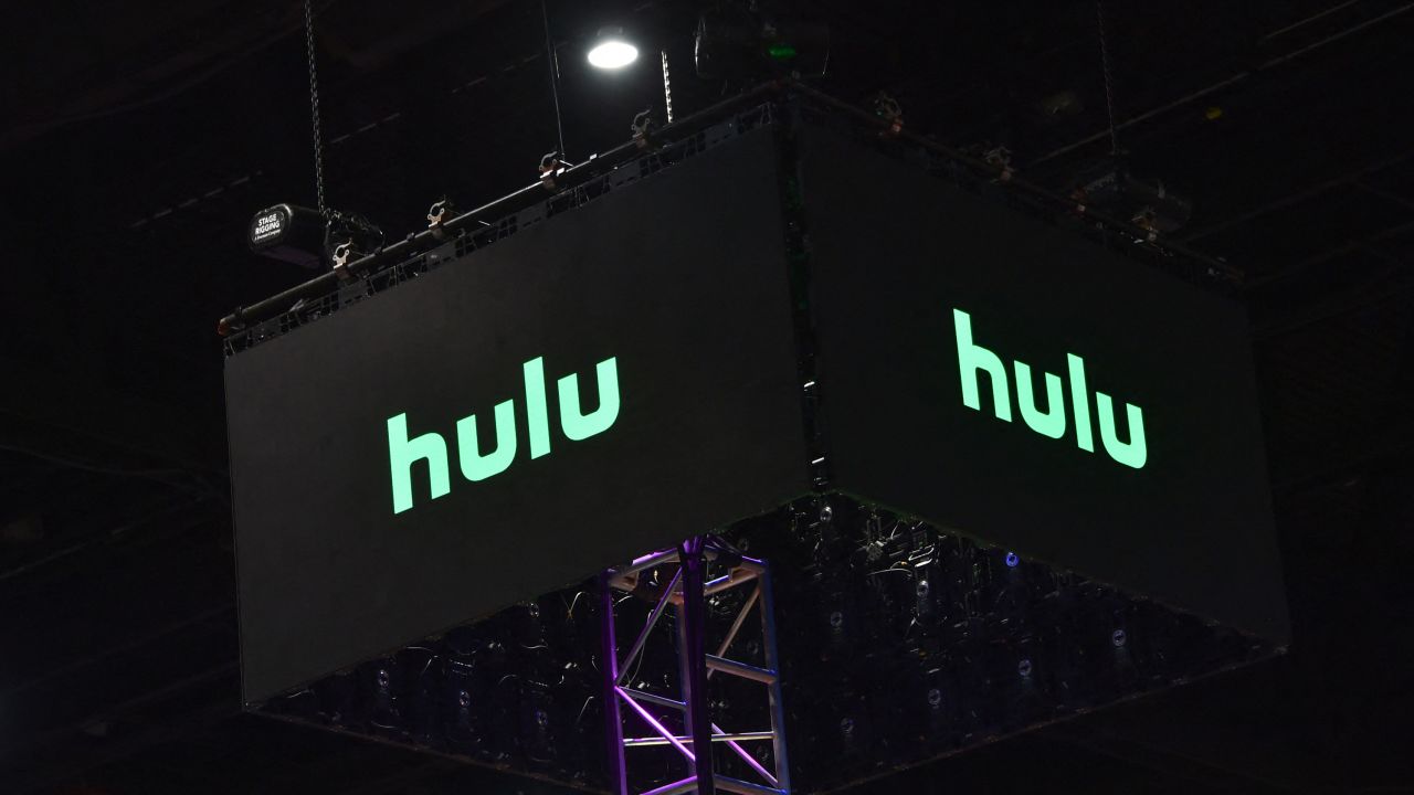 The HULU logo is seen inside the convention center during San Diego Comic-Con International in San Diego, California, on July 23, 2023. (Photo by Chris Delmas / AFP) (Photo by CHRIS DELMAS/AFP via Getty Images)