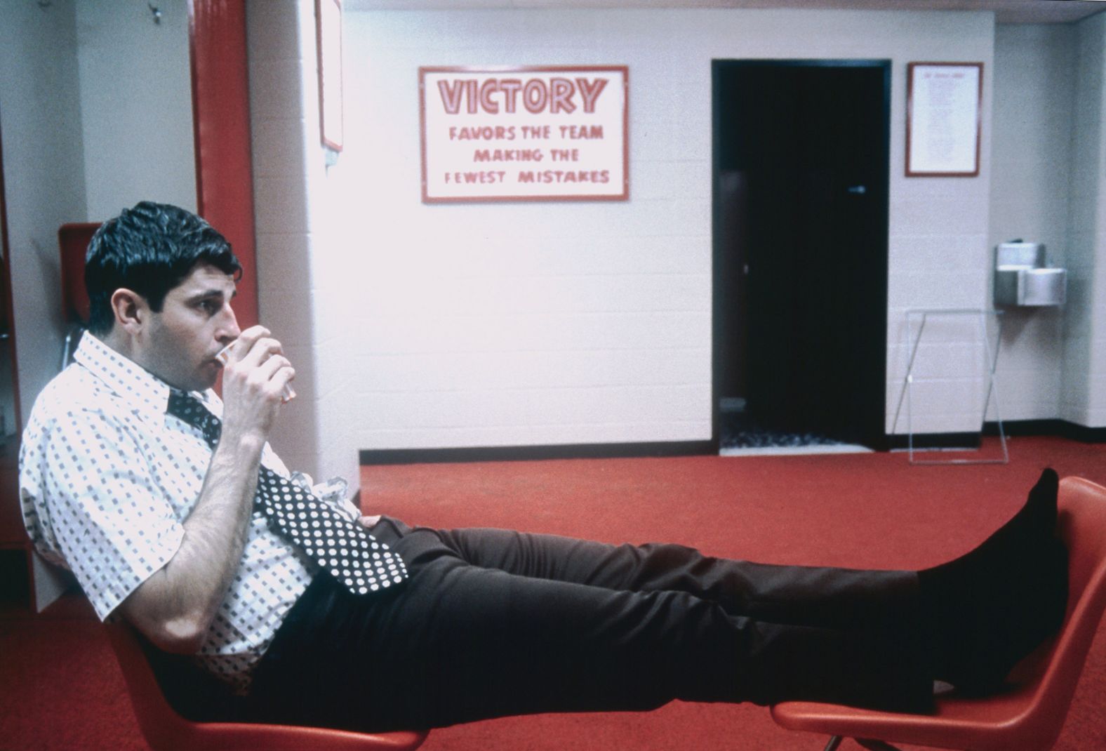Knight sits in the locker room after a game in 1973.
