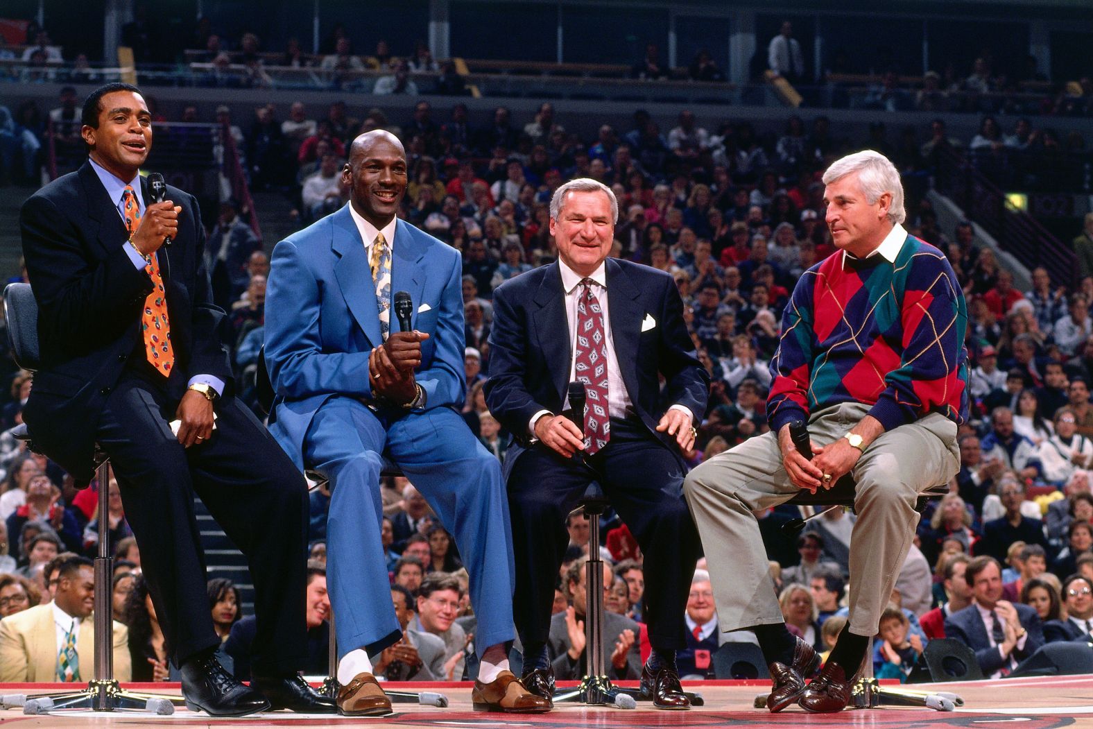 Knight attends Michael Jordan's jersey retirement in 1994.