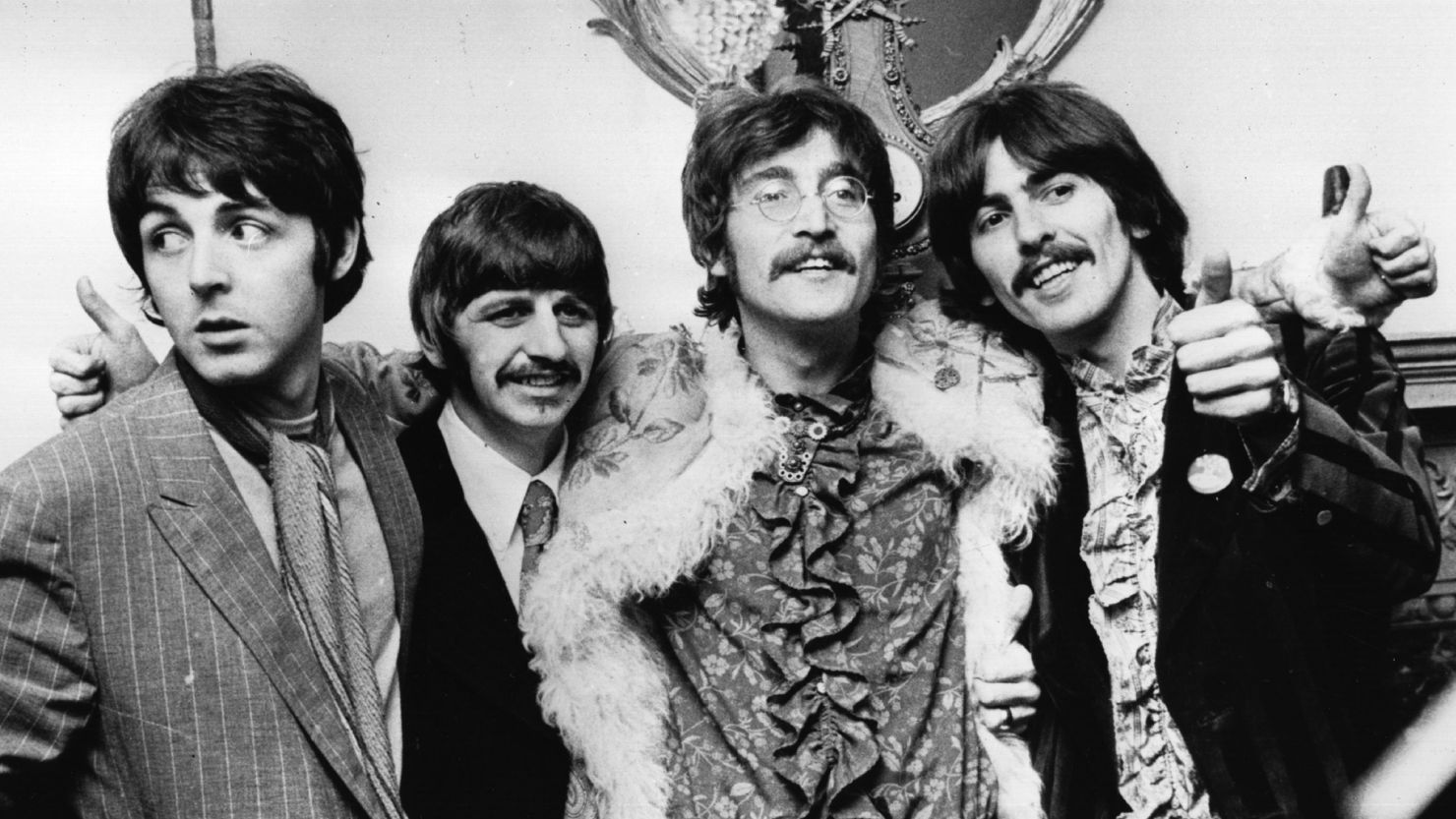 19th May 1967:  The Beatles celebrate the completion of their new album, 'Sgt Pepper's Lonely Hearts Club Band', at a press conference held at the west London home of their manager Brian Epstein. The LP is released on June 1st.  (Photo by John Pratt/Keystone/Getty Images)