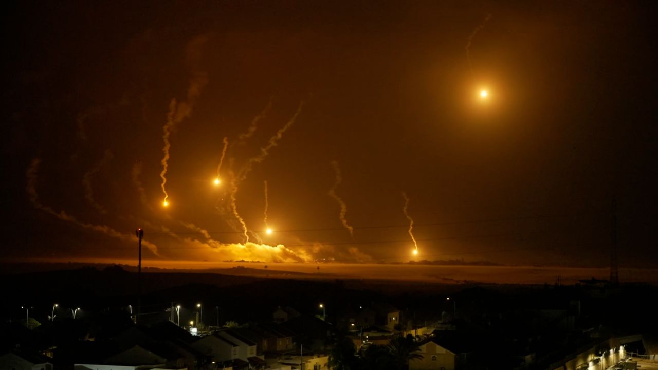 Flares and explosions are seen in Gaza, as Nic Robertson reports from Sderot, Israel, on November 2.