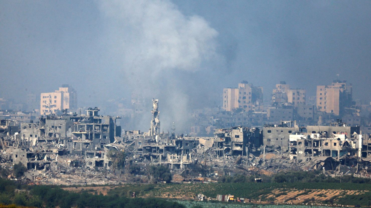 Smoke rises from an Israeli airstrike in the Gaza Strip, as seen from Israel, November 3, 2023. REUTERS/Amir Cohen