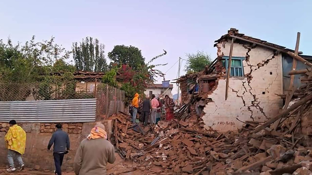 This handout photo provided by Nepal Prime Minister's Office shows an earthquake-affected area in northwestern Nepal, Saturday, Nov. 4, 2023. Helicopters and ground troops rushed to help people hurt in a strong earthquake that shook northwestern Nepal districts just before midnight Friday, killing more than 100 people and injuring dozens dozens more, officials said Saturday. (Nepal Prime Minister's Office via AP)