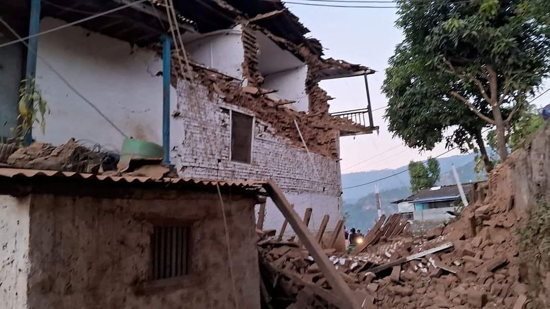 A damaged building is seen after an earthquake in Jajarkot, Nepal, November 4, 2023. Prime Minister Office/Handout via REUTERS THIS IMAGE HAS BEEN SUPPLIED BY A THIRD PARTY NO RESALES. NO ARCHIVES