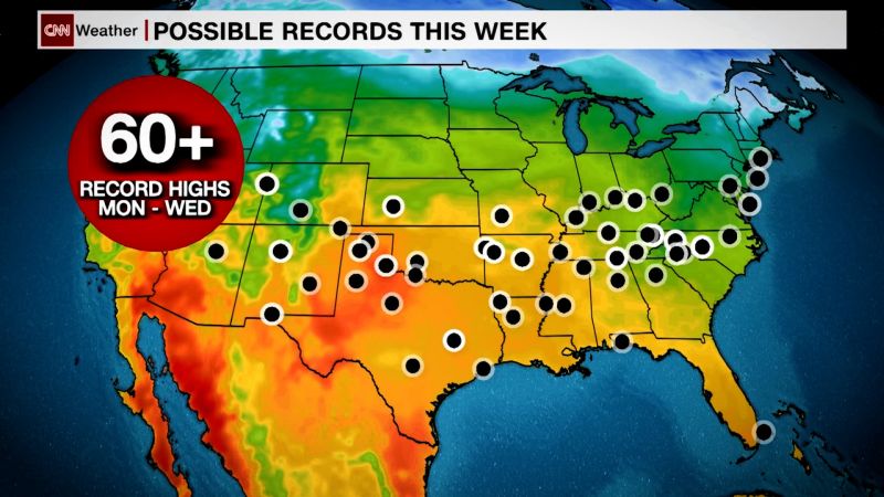 Record-breaking temperatures are expected from Arizona to New York