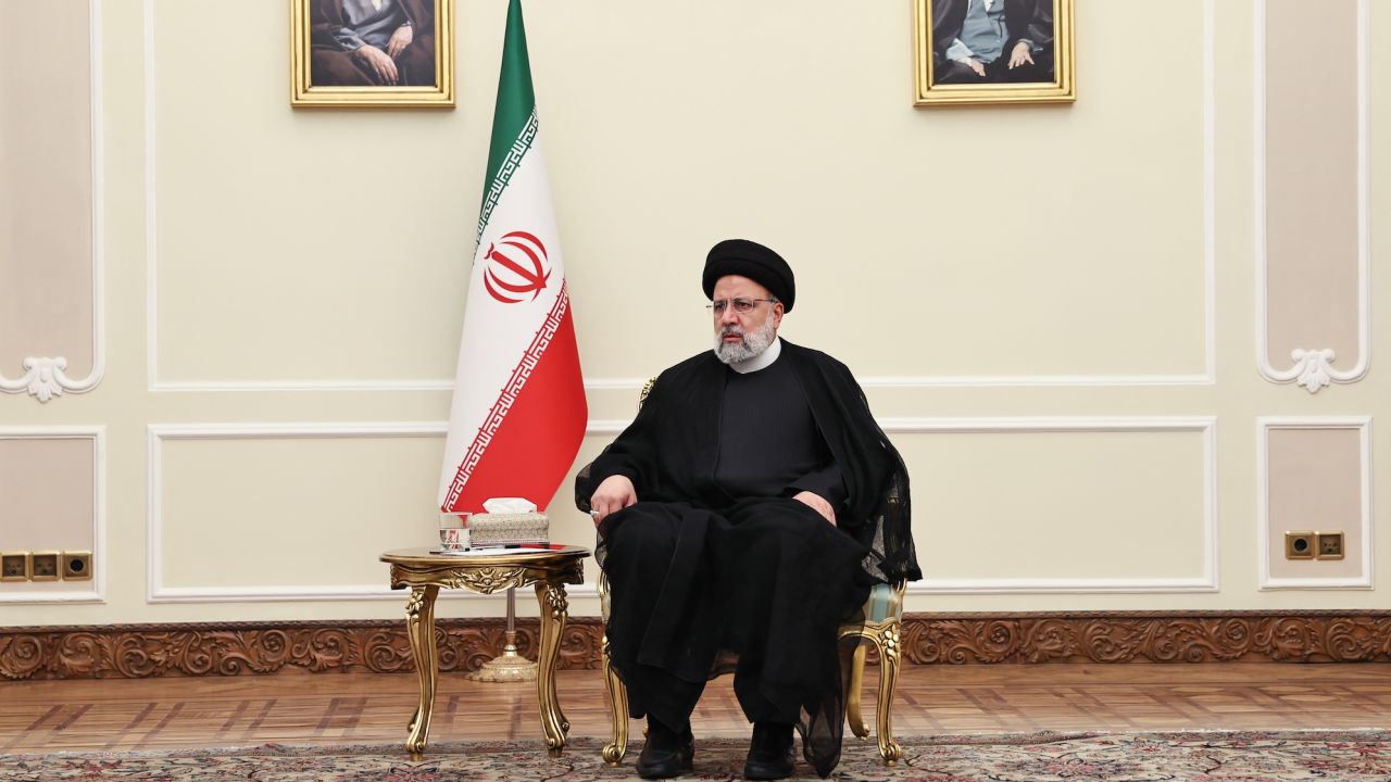 TEHRAN, IRAN - OCTOBER 23: Iranian President Ebrahim Raisi and Minister of Foreign Affairs of Turkiye Hakan Fidan meet in Tehran, Iran on October 23, 2023. Fidan to attend the Regional Cooperation Platform for Lasting Peace and Stability in the South Caucasus. (Photo by Murat Gok/Anadolu via Getty Images)