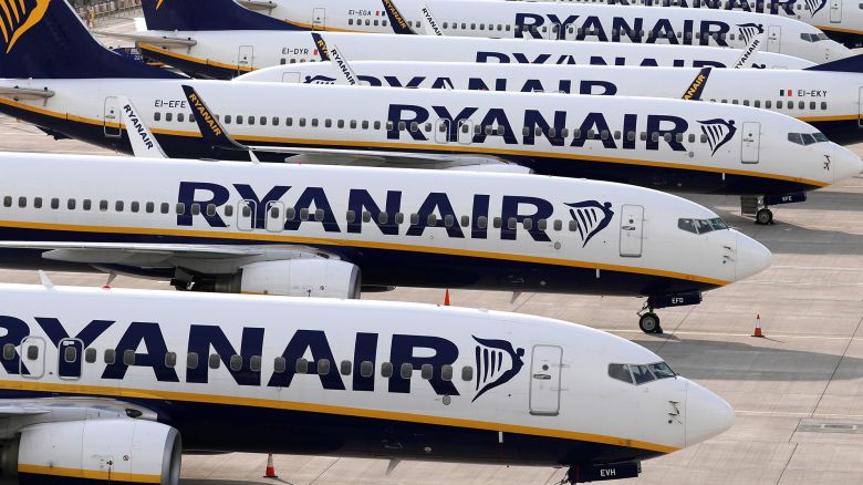 STANSTED, UNITED KINGDOM - JUNE 30: Ryanair planes are parked in a stand at Stansted Airport on June 30, 2020 in Stansted, United Kingdom. Passengers travelling between the UK and some countries will no longer have to quarantine, under a new scheme to be announced by the government. The list of countries is expected to be announced later this week. (Photo by Dan Kitwood/Getty Images)