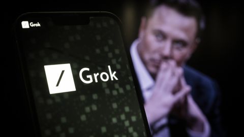 The xAI and Grok logos are seen in this illustration photo taken on 05 November, 2023 in Warsaw, Poland. Elon Musks's xAI company this week introduced Grok, its converstional AI which is says can match GPT 3.5 in performance. (Photo by Jaap Arriens/NurPhoto via Getty Images)