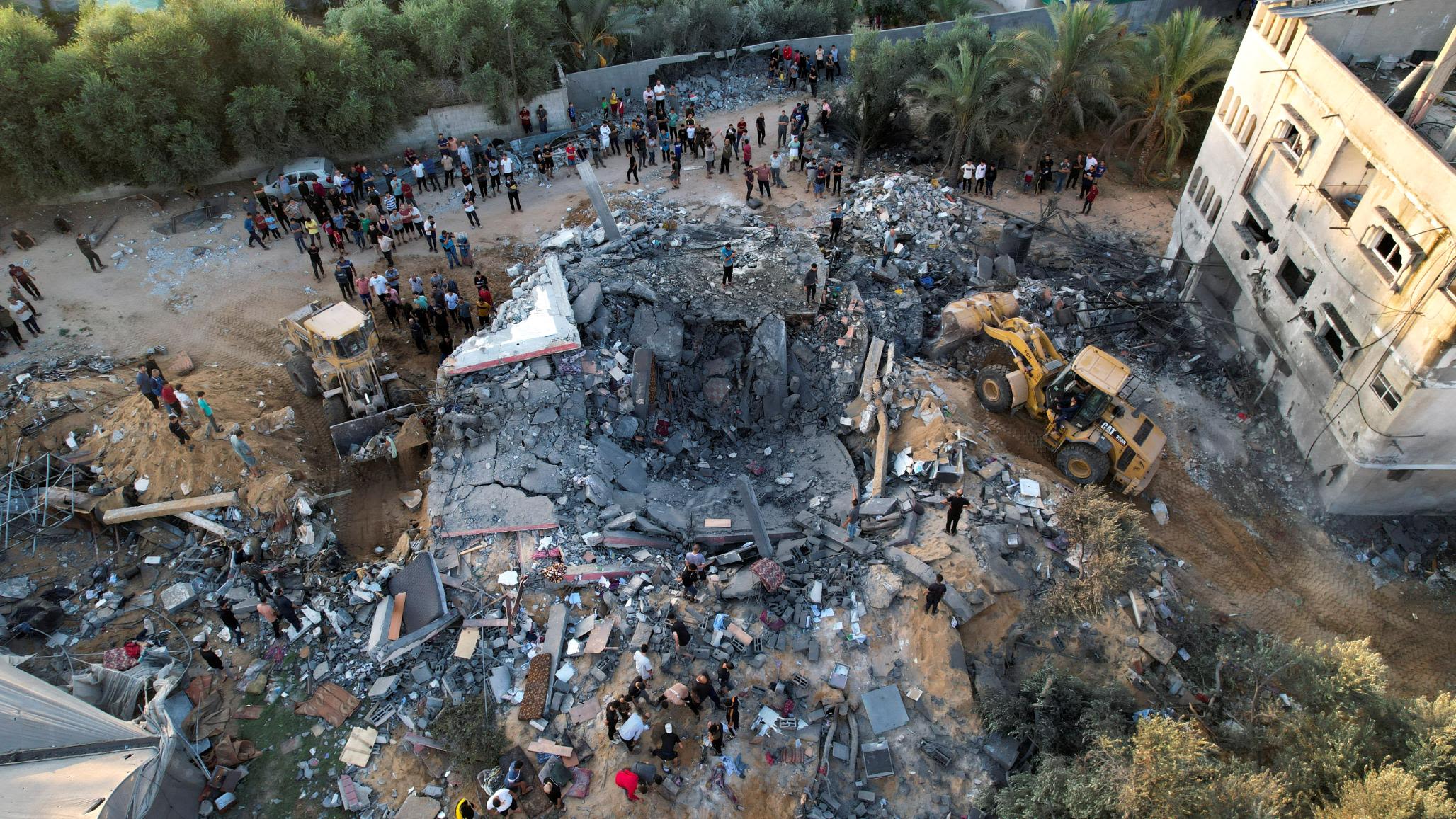 The remains of a Palestinian house destroyed in Israeli strikes in central Gaza on October 15.