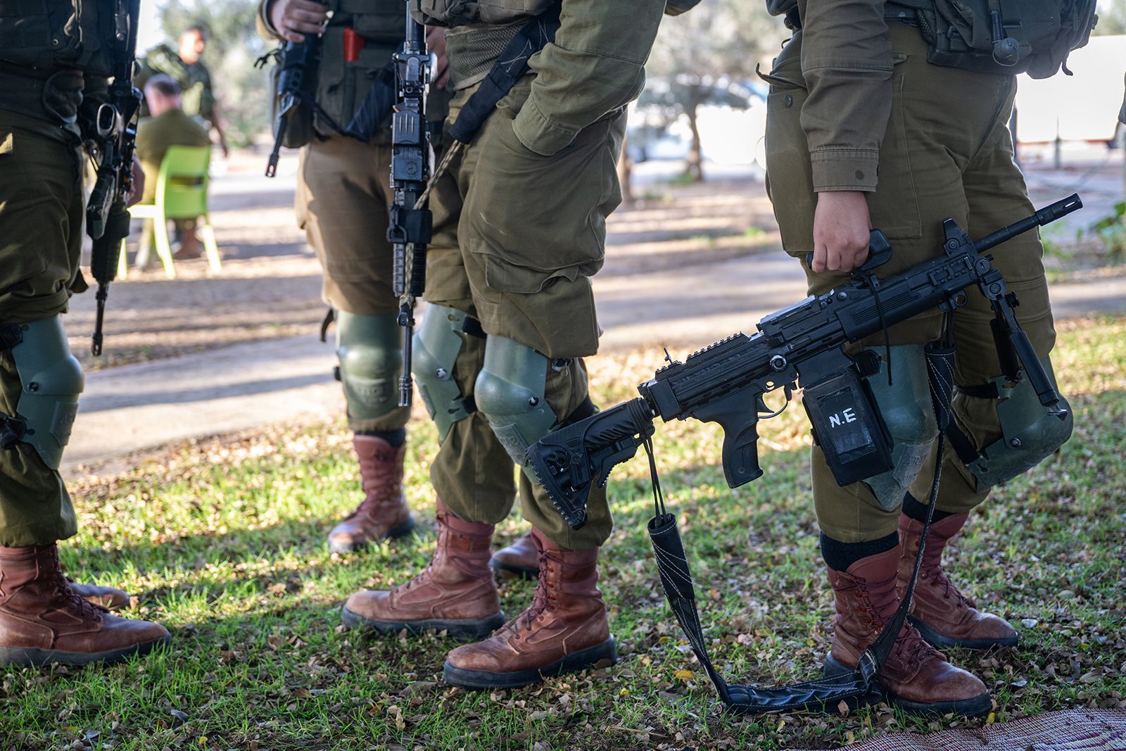 Soldiers from the IDF's coed infantry battalion 'Bardelas' guard an Israeli community in Southern Israel on November 5.