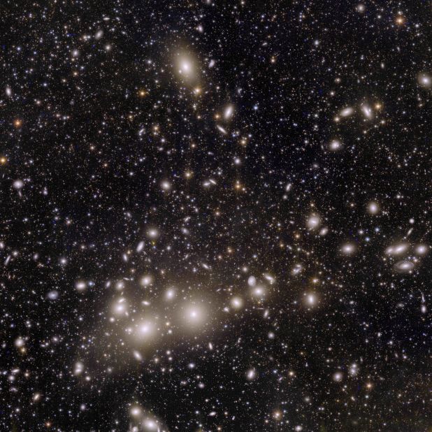 The Euclid telescope captured an image of the 1,000 galaxies contained within the Perseus cluster, as well as 100,000 faint, distant galaxies behind the cluster. The cluster is located 240 million light-years from Earth.