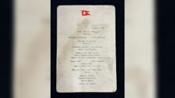 The water-stained menu for Titanic's first-class restaurant which shows rich diners feasted on oysters, lamb and mallard duck before doomed cruise liner sank goes on sale for £60,000