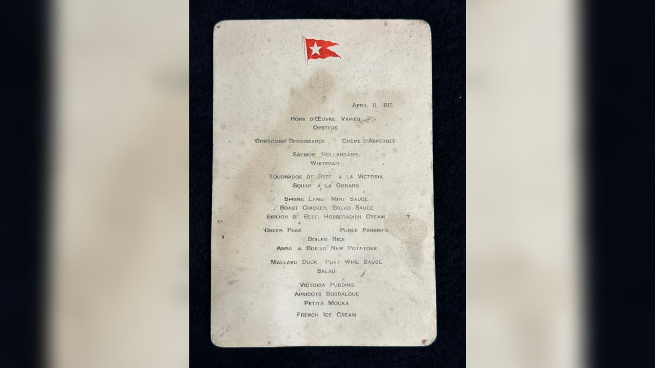 Titanic: Rare menu shedding light on life aboard sells for over $100,000 |  CNN
