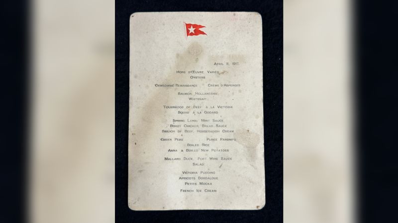 Titanic: un raro menu che mette in risalto la vita a bordo viene venduto per più di $ 100.000