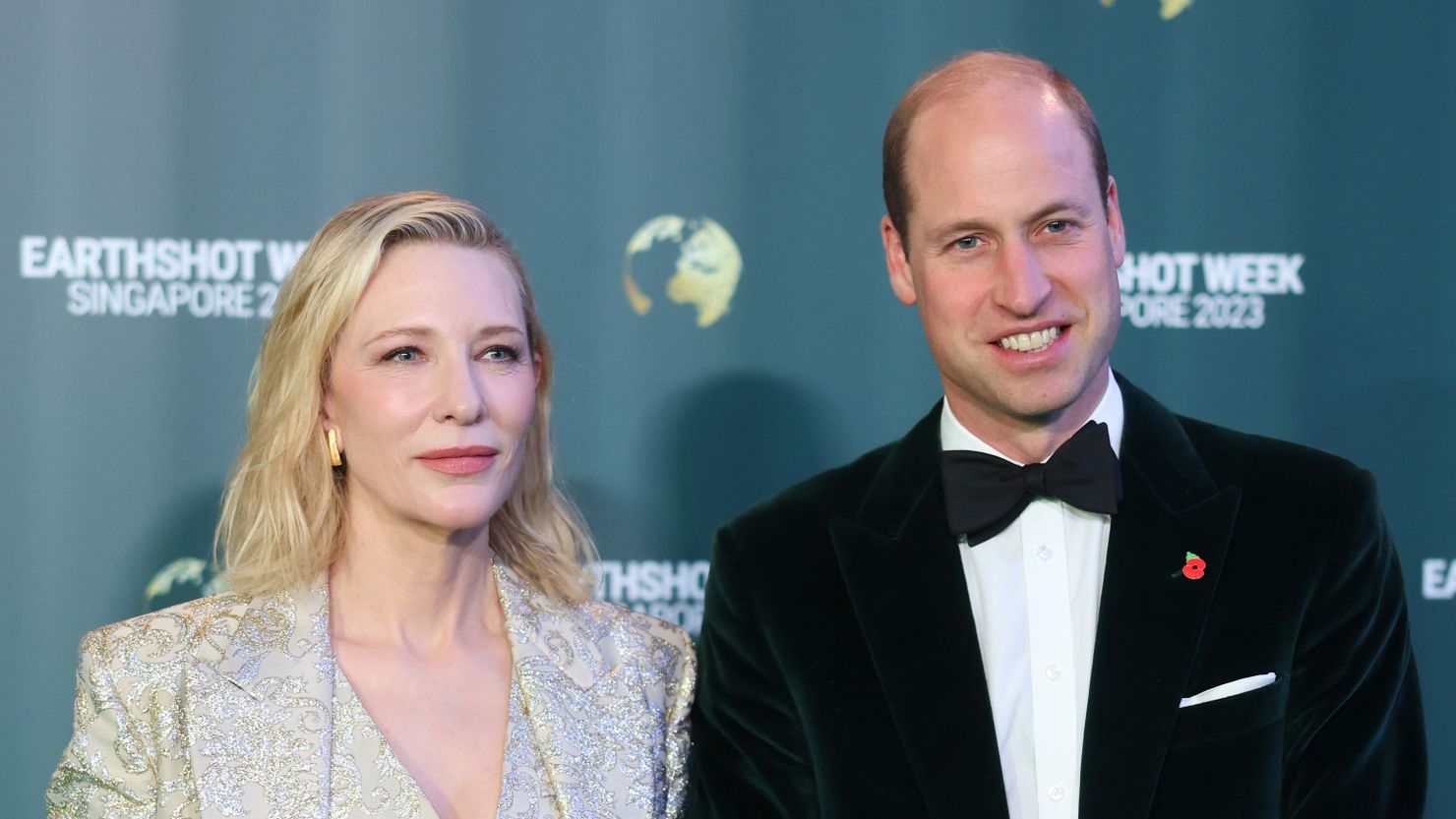 SINGAPORE, SINGAPORE - NOVEMBER 07: Cate Blanchett and Prince William, Prince of Wales attend the 2023 Earthshot Prize Awards Ceremony on November 07, 2023 in Singapore. The Earthshot Prize is awarded to five winners each year for their contributions to environmentalism. It was first awarded in 2021 and is planned to run annually until 2030. Each winner receives a grant of £1 million to continue their environmental work. (Photo by Chris Jackson/Getty Images)