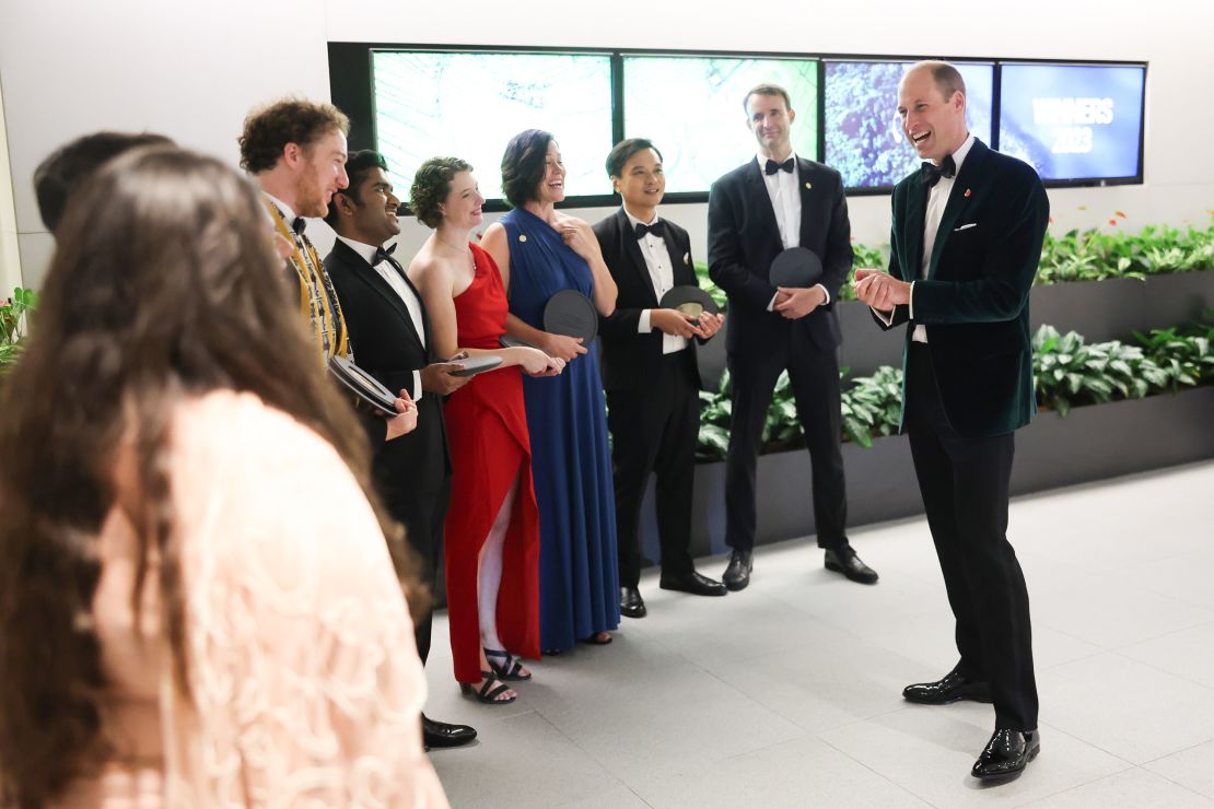 SINGAPORE, SINGAPORE - NOVEMBER 07: Prince William, Prince of Wales speaks with the winners during the 2023 Earthshot Prize Awards Ceremony on November 07, 2023 in Singapore. The Earthshot Prize is awarded to five winners each year for their contributions to environmentalism. It was first awarded in 2021 and is planned to run annually until 2030. Each winner receives a grant of £1 million to continue their environmental work. (Photo by Chris Jackson/Getty Images)
