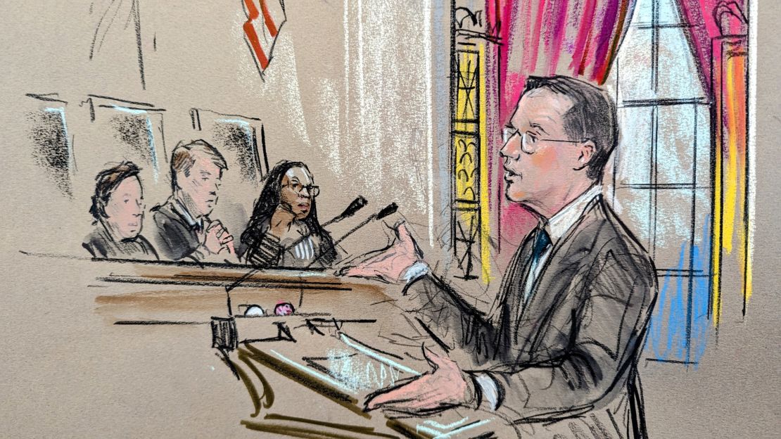 Sketches of Supreme Court oral arguments on a major Second Amendment case on Tuesday, November 7.