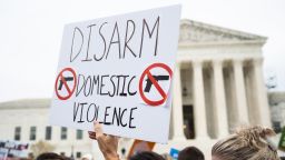 WASHINGTON - NOVEMBER 7: Activists rally outside the U.S. Supreme Court before the start of oral arguments in the United States v. Rahimi second amendement case in Washington on Tuesday, November 7, 2023. (Bill Clark/CQ-Roll Call, Inc via Getty Images)