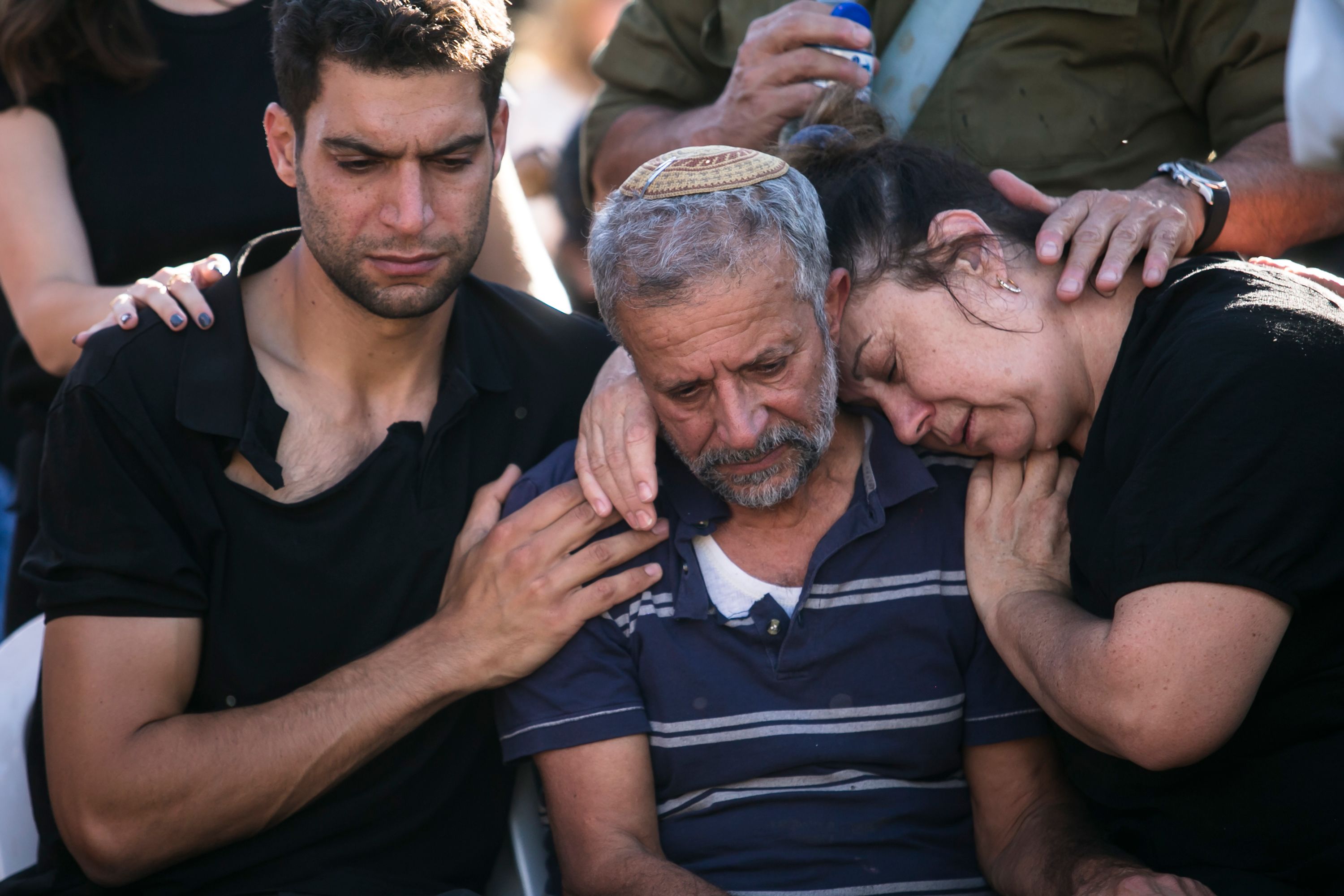 Family and friends attend the funeral of fallen Israeli soldier, Ya'akov Ozeri, in Meron, Israel on November 8. 