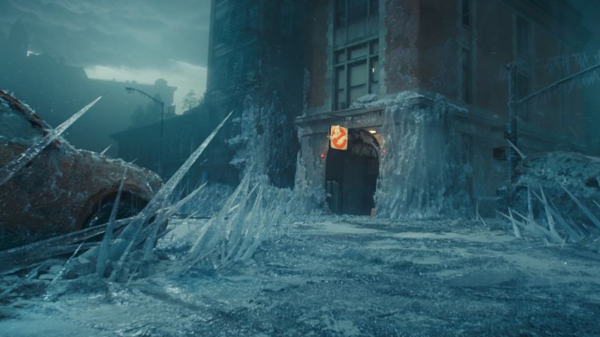 The firehouse freezes over in New York City in Columbia Pictures GHOSTBUSTERS: FROZEN EMPIRE.