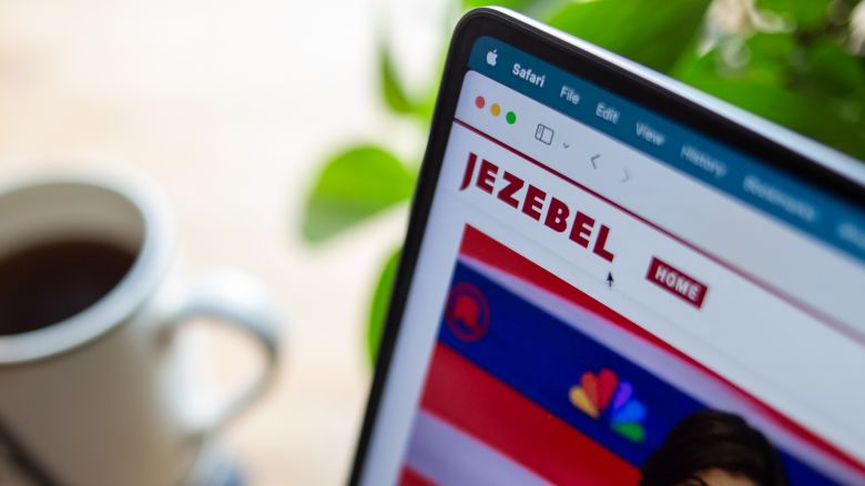 The Jezebel website is seen on a laptop on November 9, 2023.