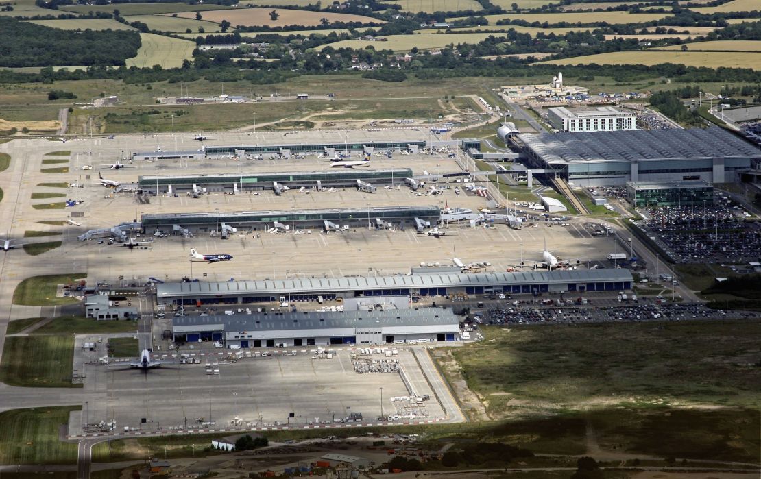 STANSTED, ENGLAND - JULY 11: Passenger jets taxi around the arrival and departure gates at Stansted Airport in this aerial photo taken on July 11, 2005 above Stansted, England. Stansted is the fourth largest airport in the UK. (Photo by David Goddard/Getty Images)