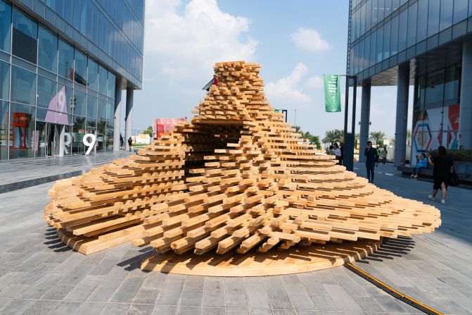 Named "Naseej" ("to weave" in Arabic), this wooden structure by Emirati architect AlZaina Lootah and Indian architect Sahil Rattha Singh was designed for inner reflection and contemplation. 