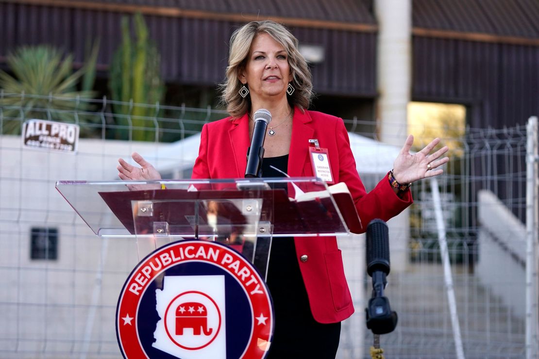 Dr. Kelli Ward at a press conference at the Maricopa County Elections Department on Nov. 18, 2020, in Phoenix.