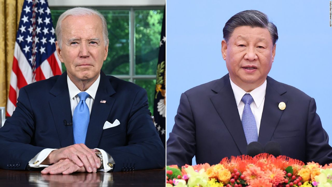 Left - WASHINGTON, DC - JUNE 02: President Joe Biden sit at his desk ahead of addressing the nation on averting default and the Bipartisan Budget Agreement in the Oval Office of the White House on June 2, 2023 in Washington, DC. (Photo by Jim Watson-Pool/Getty Images)

Right - China President Xi Jinping hosts a welcome banquet in Beijing on Tuesday Oct 17, 2023 evening for guests attending the third Belt and Road Forum for International Cooperation. China is to host representatives of 130 countries for a forum on Xiís vast trade and infrastructure project, the belt and road initiative. Russian President Vladimir Putin is scheduled to hold bilateral talks with his Chinese counterpart Xi Jinping on Wednesday. The two men last met in March in Moscow.