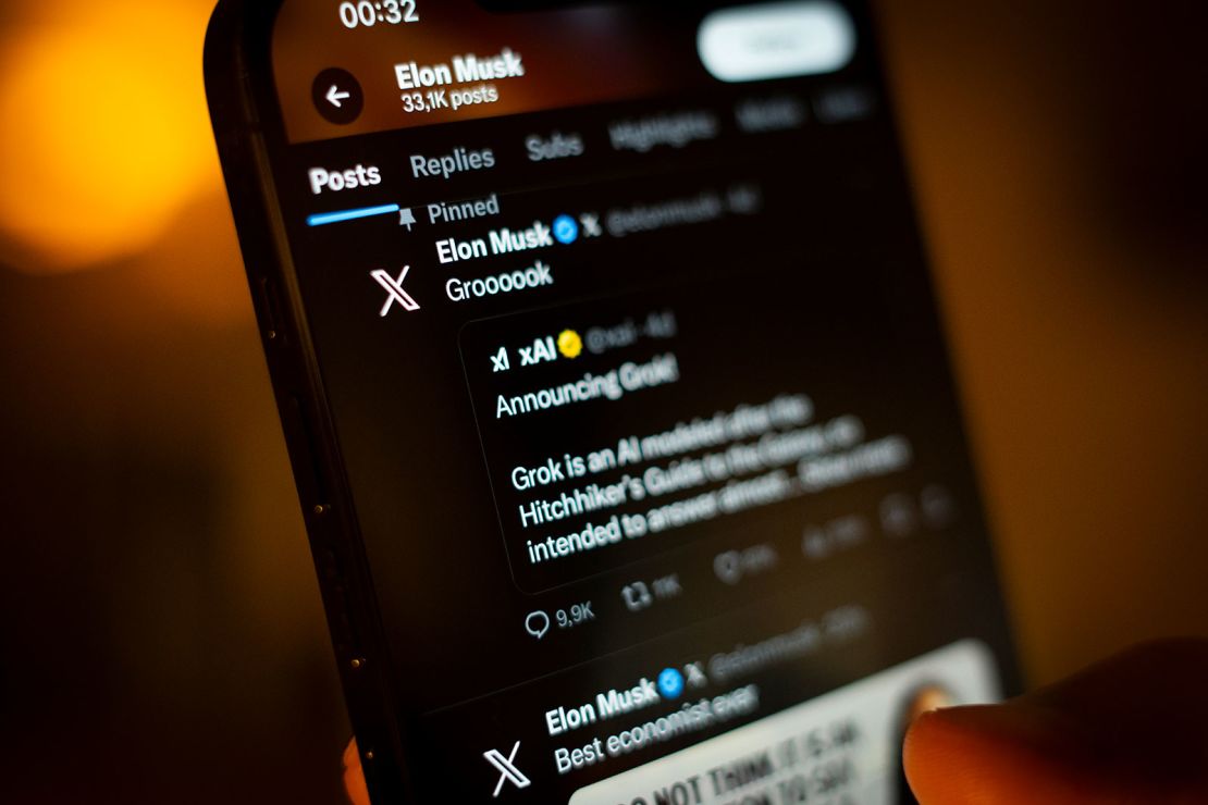 The X app, formerly known as Twitter is seen while a user scrolls through his feed in this photo illustration taken on 10 November, 2023 in Warsaw, Poland. (Photo by Jaap Arriens/NurPhoto via AP)