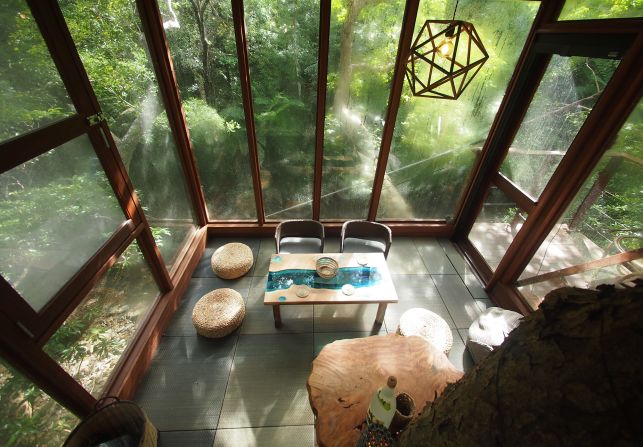 <strong>Peek inside:</strong> Creator and owner Satoru Kikugawa had always dreamed of building his own tree house.