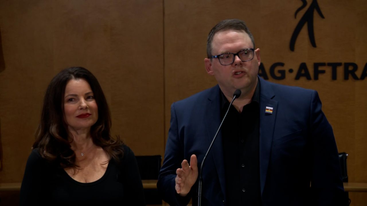 SAG-AFTRA National Executive Director and Chief Negotiator Duncan Crabtree Ireland speaks during a presser on November 10, 2023.