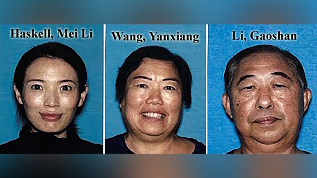 The Los Angeles Police Department said Mei Li Haskell, 37, Yanxiang Wang, 64, and Gaoshan Li, 71, are missing.
