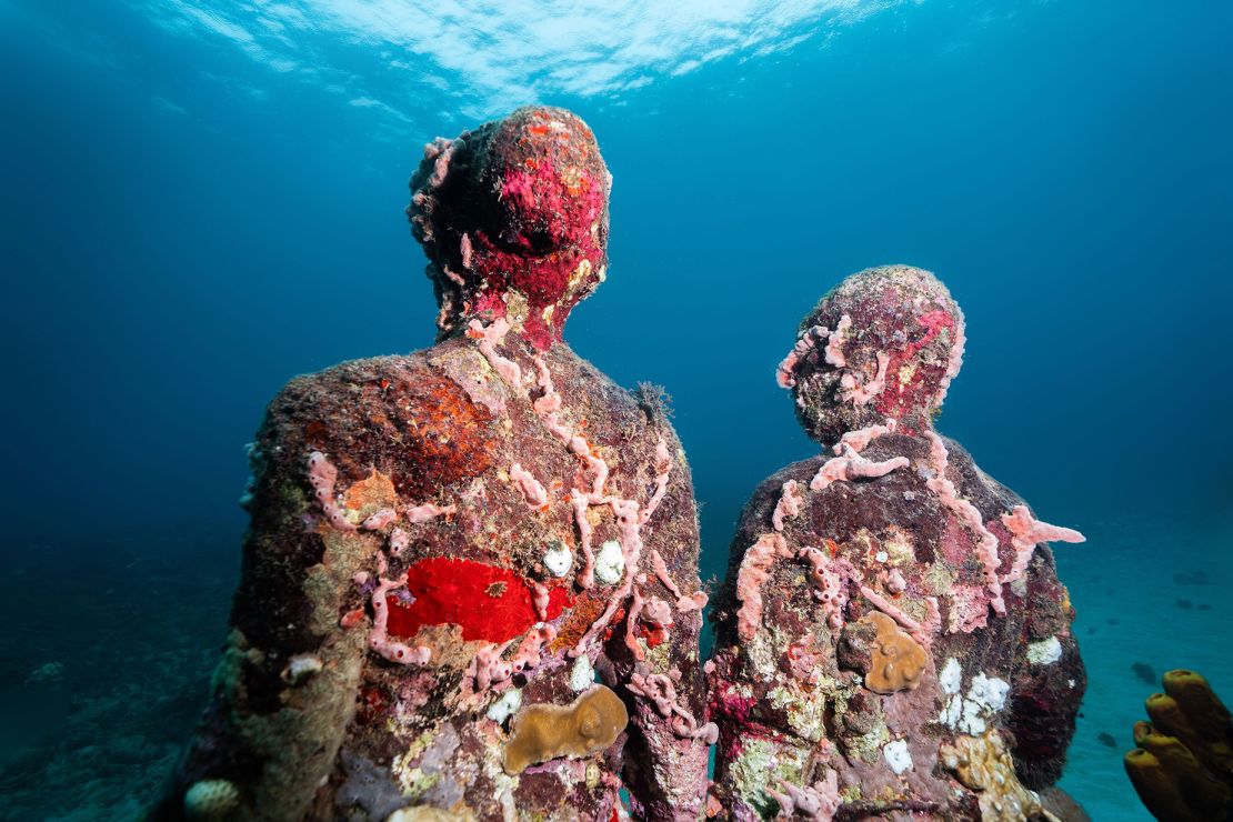 "Coral Carnival," a sculpture series based on Grenada's annual carnival, is among the new works on display at the site off the west coast of Grenada.