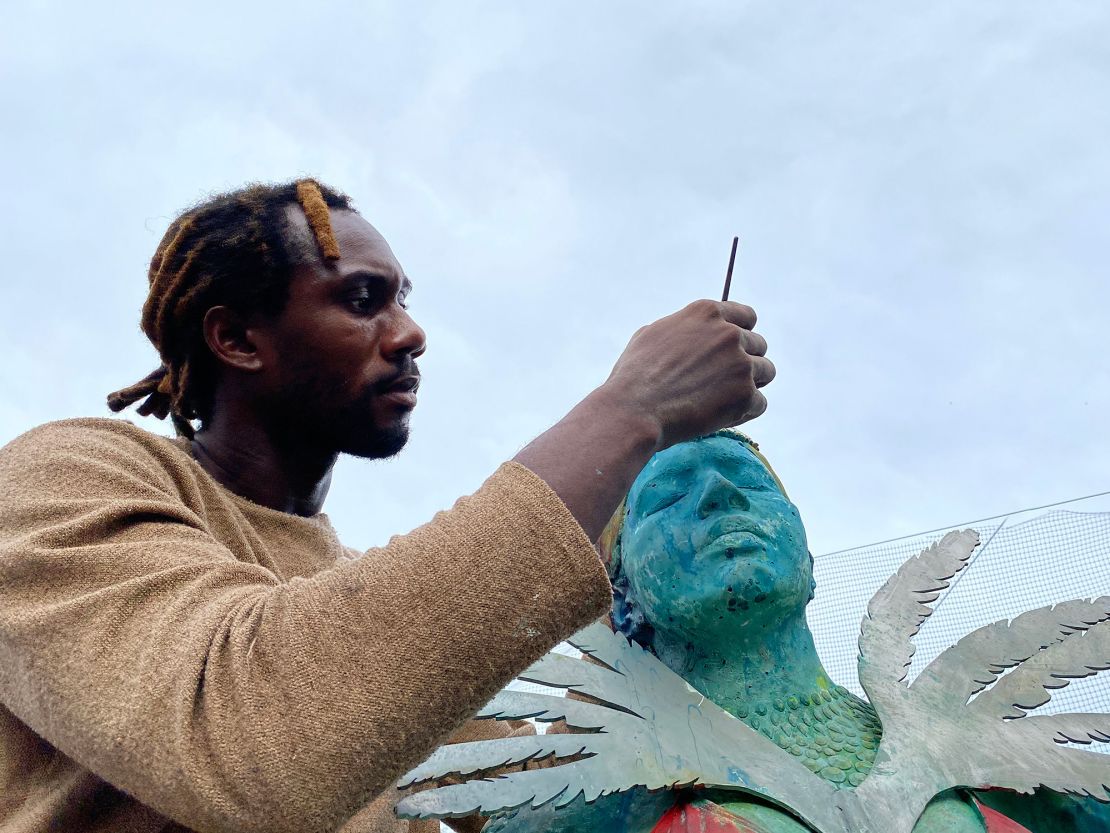 Four of the new sculptures are the work of Grenadian artist Troy Lewis.