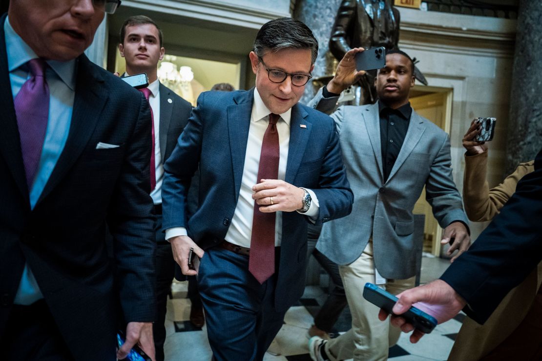 Washington, DC - November 1 : House Speaker Mike Johnson (R-La.) walks to open the House floor on Capitol Hill on Wednesday, Nov. 01, 2023, in Washington, DC. (Photo by Jabin Botsford/The Washington Post via Getty Images)