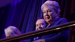 Federal judge Maryanne Trump Barry, sister of Republican presidential candidate Donald Trump, sits in the balcony during Trump's election night rally, Wednesday, Nov. 9, 2016, in New York. (AP Photo/Julie Jacobson)