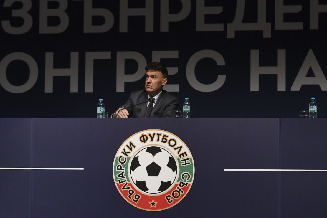 Borislav Mihaylov during emergency election for a new president of Bulgarian Football Union. Borislav Mihaylov has been re-elected for a fourth term as president of the Bulgarian Football Union. The current head of the national football team won with 241 votes against his main opponent former Manchester United player  Dimitar Berbatov. Mihaylov won his first mandate in 2005, which was followed by re-election in 2009 and 2014. From 2001 to 2004, he also served as the associations vice-president. 12 October, 2021 in Sofia, Bulgaria

  (Photo by Georgi Paleykov/NurPhoto via Getty Images)