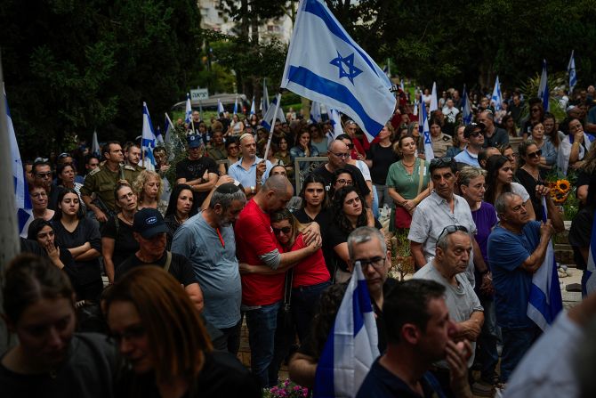 Mourners attend the funeral of Sgt. Roni Eshel in Kfar Saba, Israel, on November 12. Eshel was killed during Hamas' attack on October 7. 