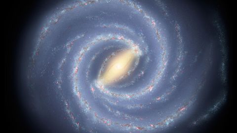 This artist's concept illustrates the new view of the Milky Way, along with other findings presented at the 212th American Astronomical Society meeting in St. Louis, Mo.