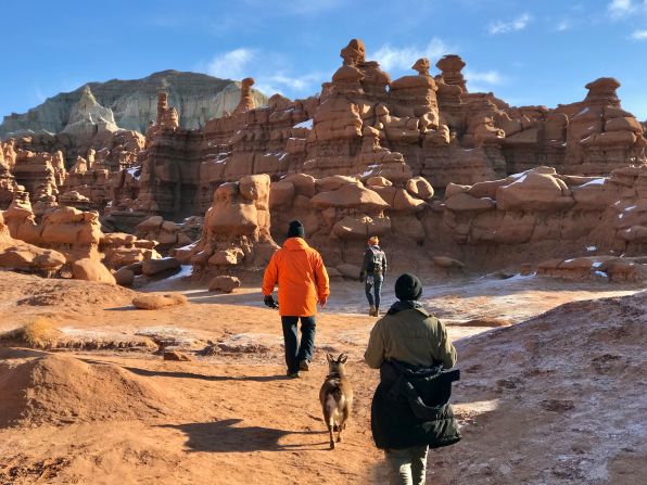 <strong>Constant companions: </strong>The trio are seen during a visit to Goblin Valley State Park, Utah in 2021.