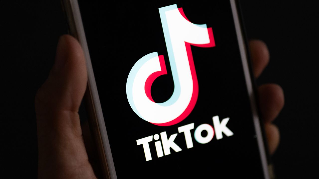 On a smartphone, the logo of the TikTok platform is displayed in Berlin on September 22, 2023.