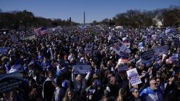 Supporters of Israel gather on the National Mall in Washington, DC, to denounce antisemitism and call for the release of hostages held captive by Hamas.