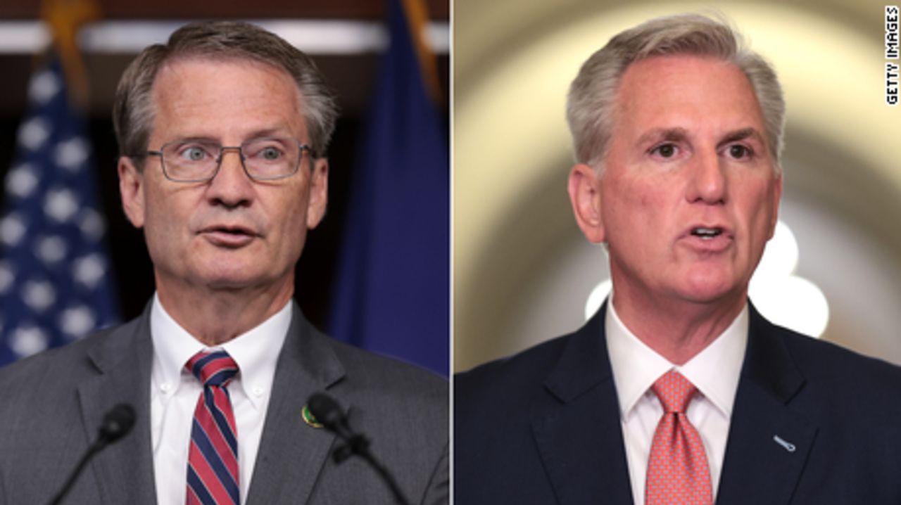 GOP Rep. Tim Burchett, left, accused Kevin McCarthy of elbowing him in the back while he was talking to a reporter after the House GOP conference meeting.